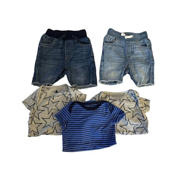 Baby Gap 18-24 Months 3 Short Sleeve One Pieces Tops  2 Pairs Jean Shorts - Picture 1 of 12